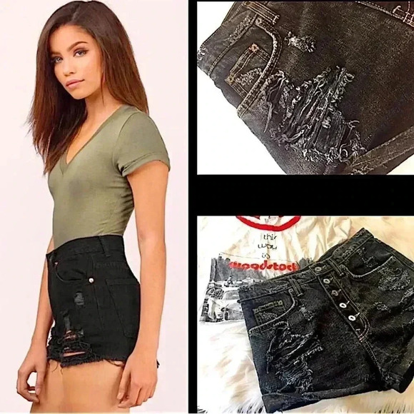 Carmar High Rise Distressed Jean Shorts 90s Festival Y2K - Picture 1 of 9